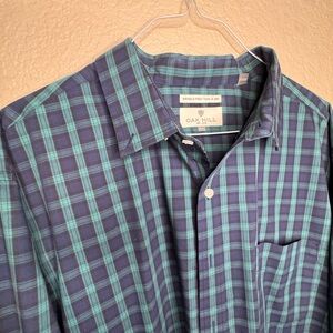 Men's Blue & Teal Plaid Button Up Dress Shirt